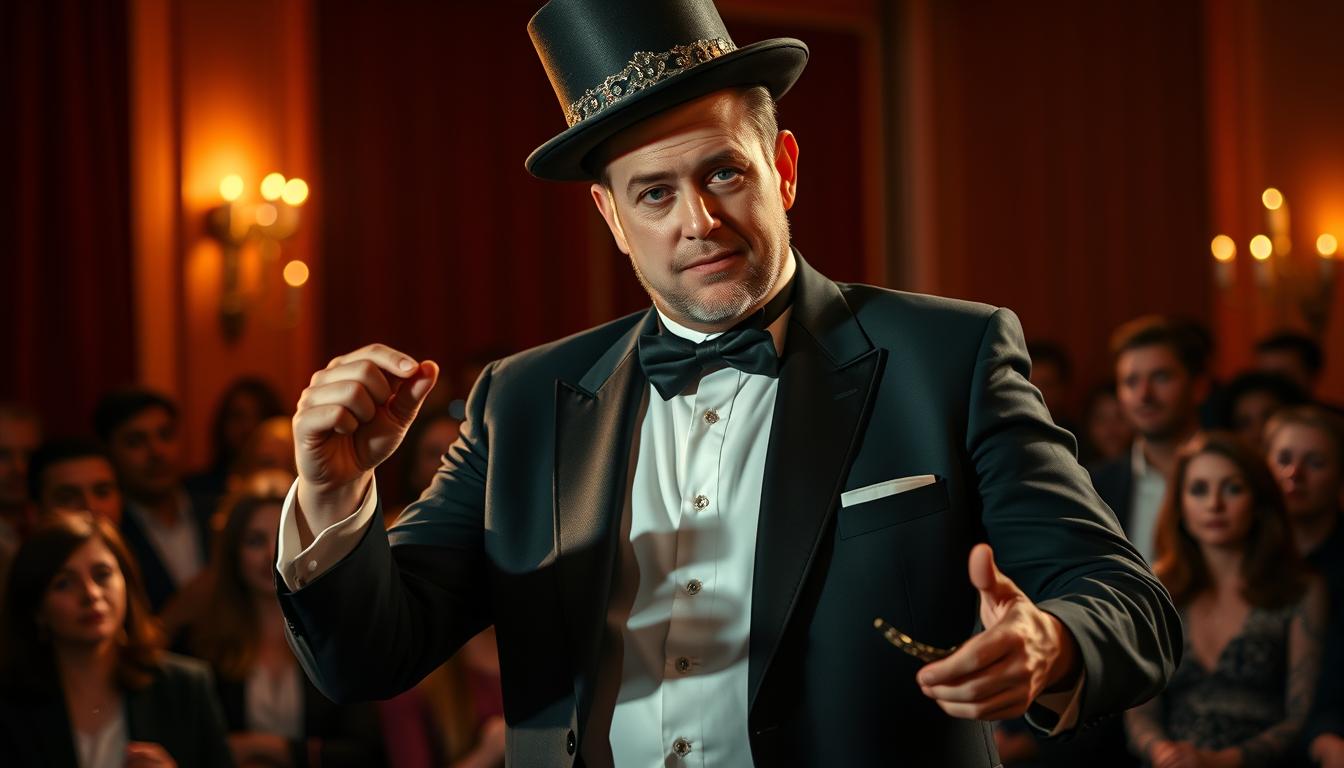 professioneller zauberer bei event unterhaltung