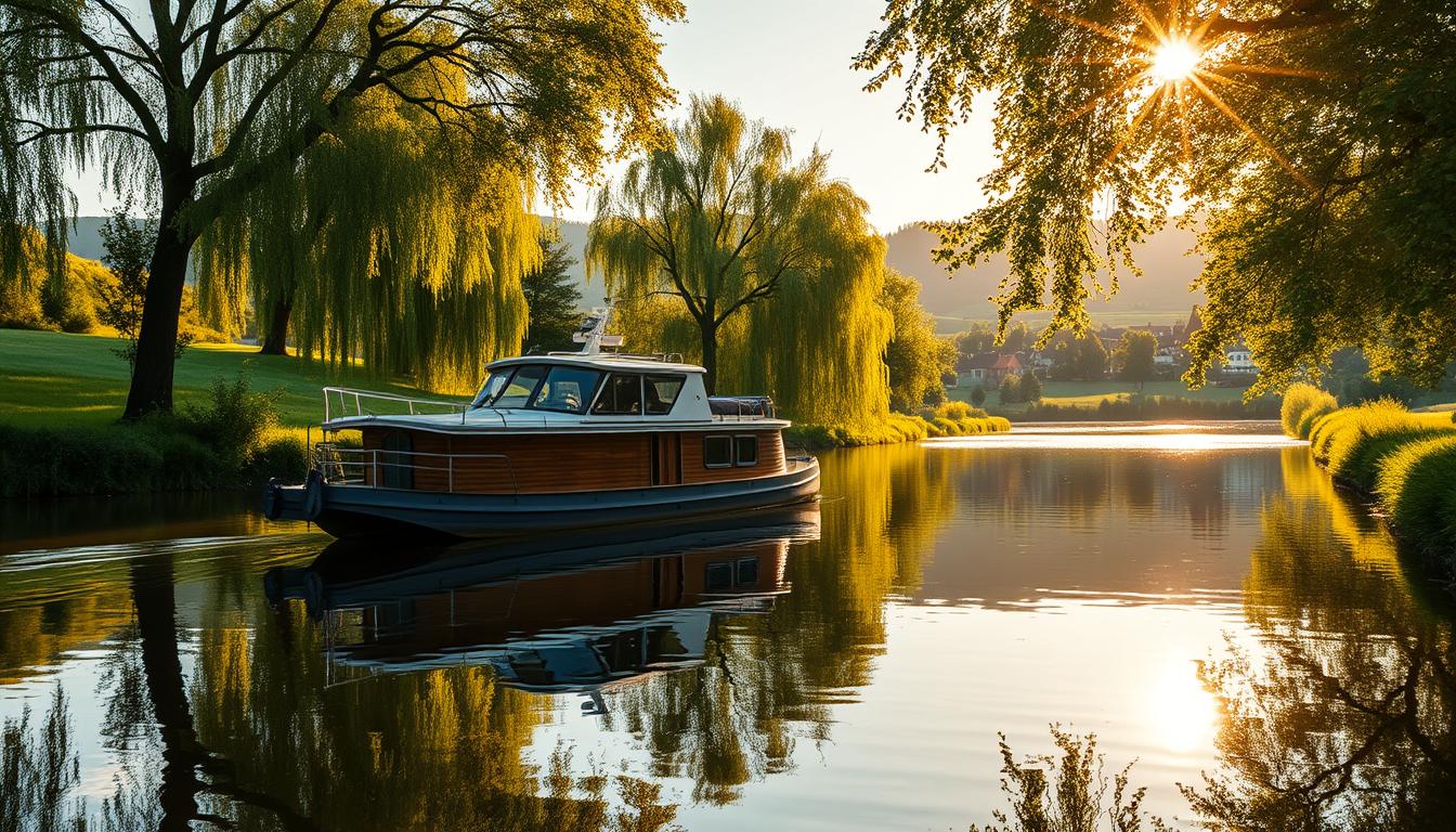 Bootsferien Deutschland Hausboot auf Wasserstraße