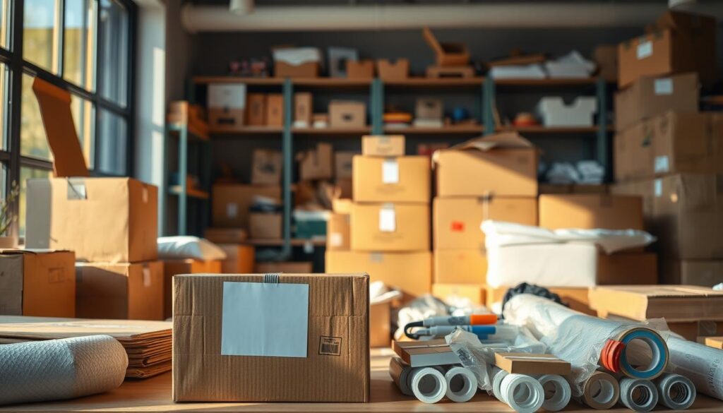 Umzugsvorbereitung mit Verpackungsmaterialien